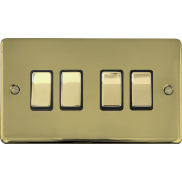 contour polished brass hand waxed light switch (4 gang/brass switches) front fc20825