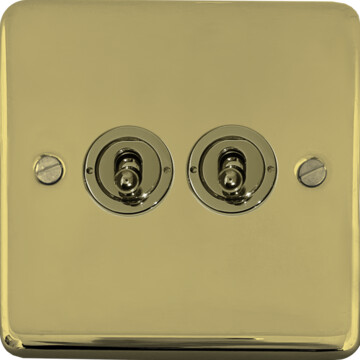contour polished brass hand waxed toggle switch (2 gang) front fc20825