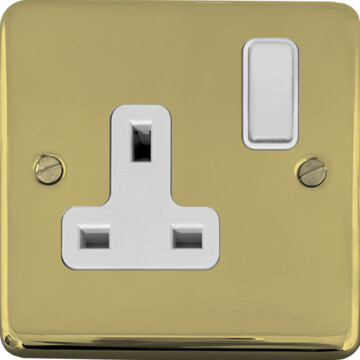 contour polished brass hand waxed single socket (white switch) front fc20825