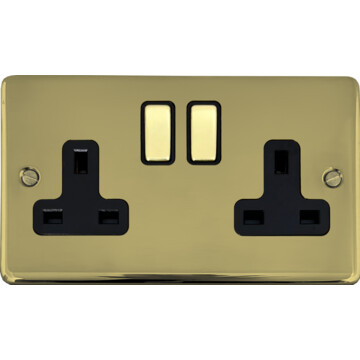 contour polished brass hand waxed double socket (brass switches) front fc20825