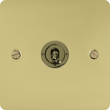 flat polished brass hand waxed toggle switch (1 gang) front fc20825