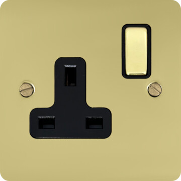 flat polished brass hand waxed single socket (brass switch) front fc20825