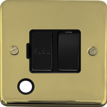 contour polished brass unlacquered fused spur with flex outlet (black switch) front fc20825