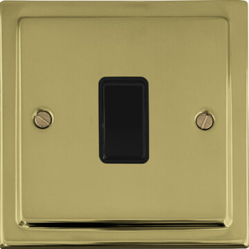 polished brass unlaquered light switch (1 gang/black switch) front fc20825