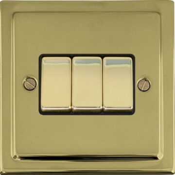 polished brass unlaquered light switch (3 gang/brass switches) front fc20825