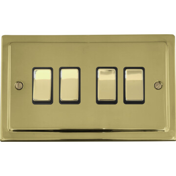 polished brass unlaquered light switch (4 gang/brass switches) front fc20825