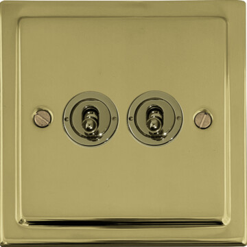 polished brass unlaquered toggle switch (2 gang) front fc20825