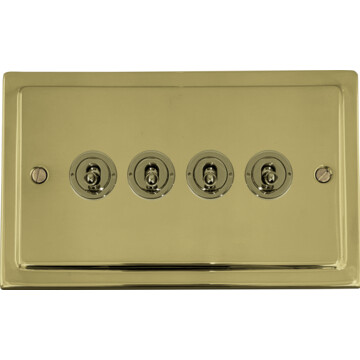 polished brass unlaquered toggle switch (4 gang) front fc20825