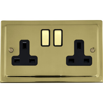 polished brass unlaquered double socket (brass switches) front fc20825