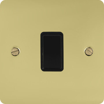 flat polished brass unlacquered light switch (1 gang/black switch) front fc20825
