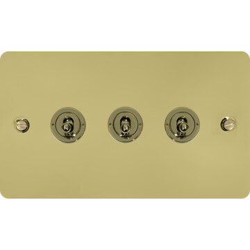 flat polished brass unlacquered toggle switch (3 gang) front fc20825