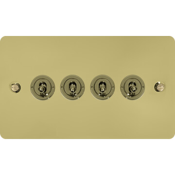 flat polished brass unlacquered toggle switch (4 gang) front fc20825
