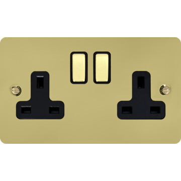 flat polished brass unlacquered double socket (brass switches) front fc20825