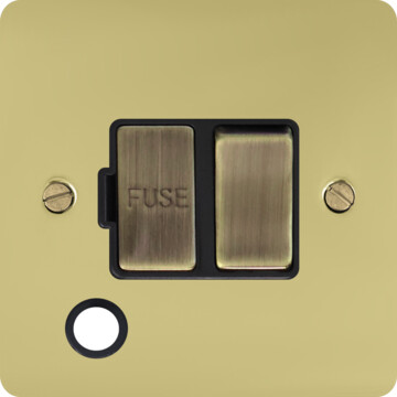 flat black bronze switched fused spur with flex outlet (black insert/ black nickel switch) front fc20825