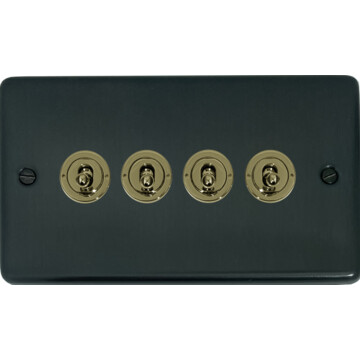 contour black bronze toggle switch (4 gang/polished brass switches) front fc101025