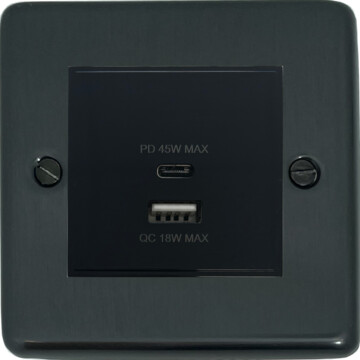 contour black bronze usb charger (dual usb a + c quick charge) (1 gang) front fc101025