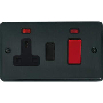 contour black bronze cooker switch with socket front fc101025