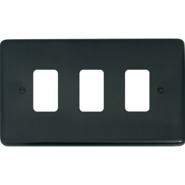 contour black bronze grid plate (3 gang) front fc101025