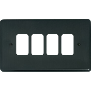 contour black bronze grid plate (4 gang) front fc101025