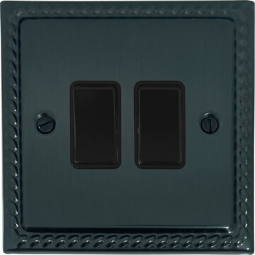 monarch black bronze light switch (2 gang/black switches) front fc101025