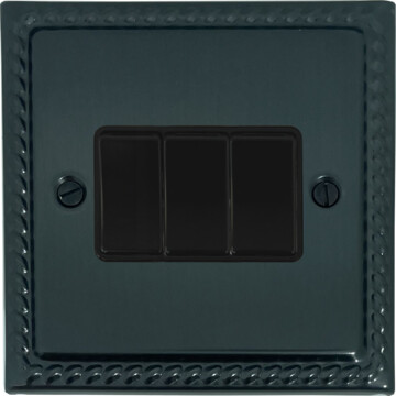 monarch black bronze light switch (3 gang/black switches) front fc101025