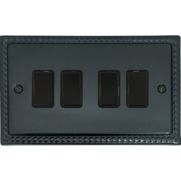 monarch black bronze light switch (4 gang/black switches) front fc101025