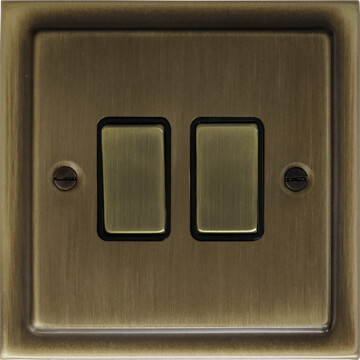 trimline antique brass switch (2 gang) front fc101025