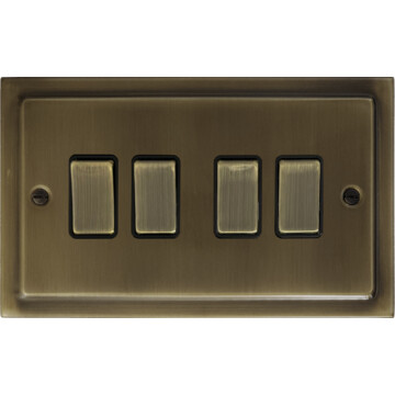 trimline antique brass switch (4 gang) front fc101025