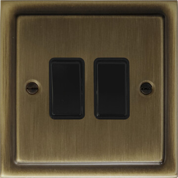 antique brass switch (2 gang/black switches) front fc101025