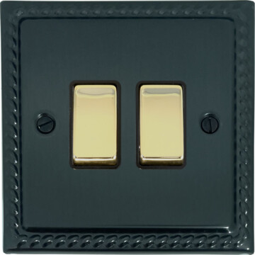 monarch black bronze light switch (2 gang) front fc101025