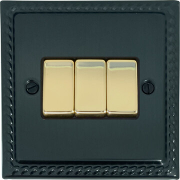 monarch black bronze light switch (3 gang) front fc101025