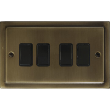 trimline antique brass switch (4 gang/black switches) front fc101025