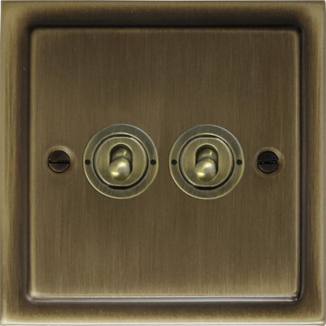 trimline antique brass toggle switch (2 gang) front fc101025
