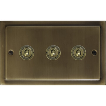 trimline antique brass toggle switch (3 gang) front fc101025