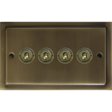 trimline antique brass toggle switch (4 gang) front fc101025
