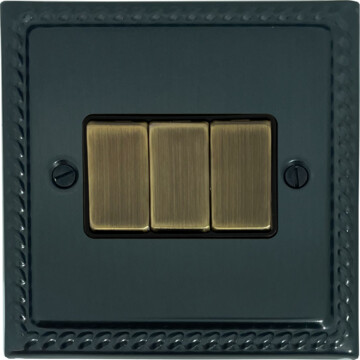 monarch black bronze light switch (3 gang/antique brass switches) front fc101025