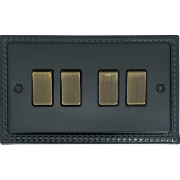 monarch black bronze light switch (4 gang/antique brass switches) front fc101025