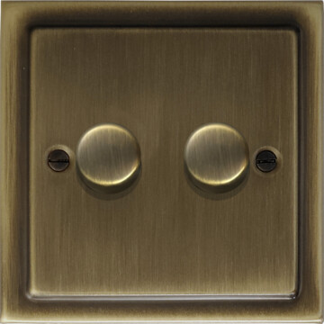 trimline antique brass led dimmer (2 gang) front fc101025