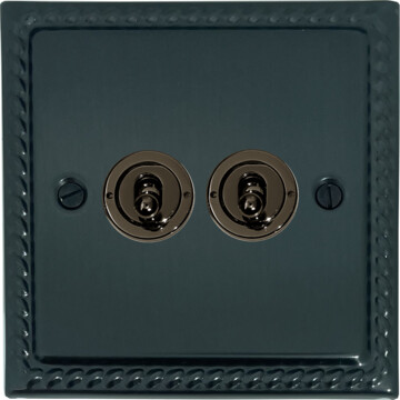 monarch black bronze toggle switch (2 gang) front fc101025