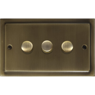 trimline antique brass led dimmer (3 gang) front fc101025