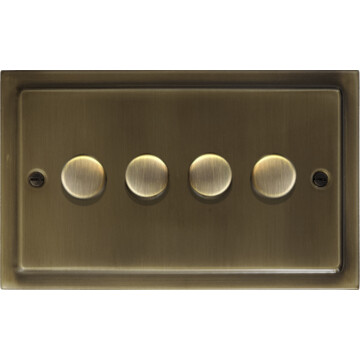 trimline antique brass led dimmer (4 gang) front fc101025