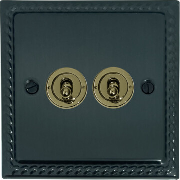 monarch black bronze toggle switch (2 gang) front fc101025