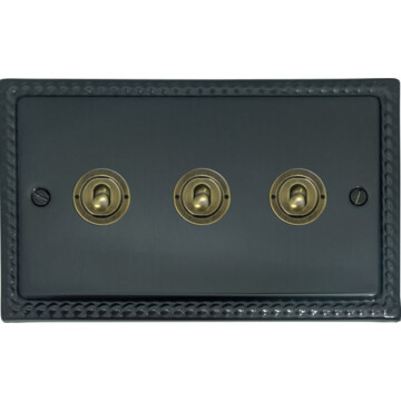 monarch black bronze toggle switch (3 gang/antique brass switches) front fc101025