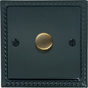monarch black bronze led dimmer (1 gang/antique brass cap) front fc101025