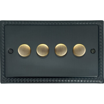 monarch black bronze led dimmer (4 gang/antique brass caps) front fc101025