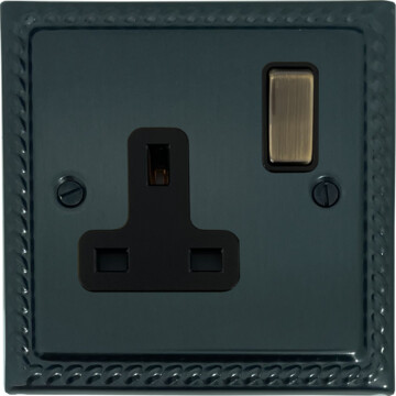 monarch black bronze socket (1 gang/antique brass switch) front fc101025