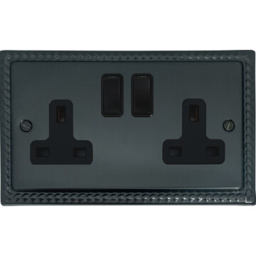 monarch black bronze socket (2 gang/black switches) front fc101025
