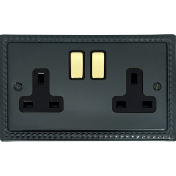 monarch black bronze socket (2 gang) front fc101025