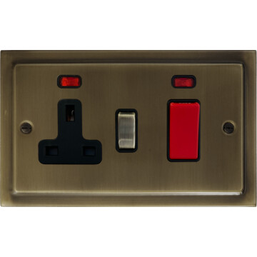 antique brass cooker switch with socket front fc101025