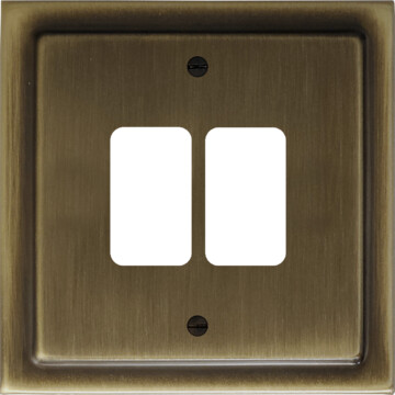 Victorian Antique Brass Grid Switch (2 Gang)